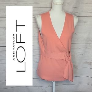 LOFT Pink Splice Tie Waist Sleeveless